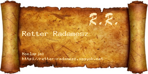 Retter Radamesz névjegykártya
